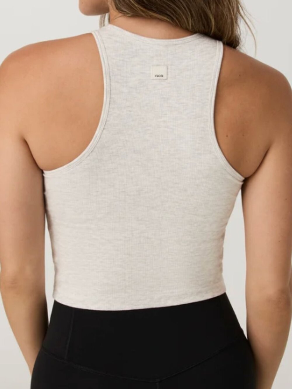 Vuori Pose Plyo Tank - White Heather Grey - Size XS EUC Workout Tank Ribbed